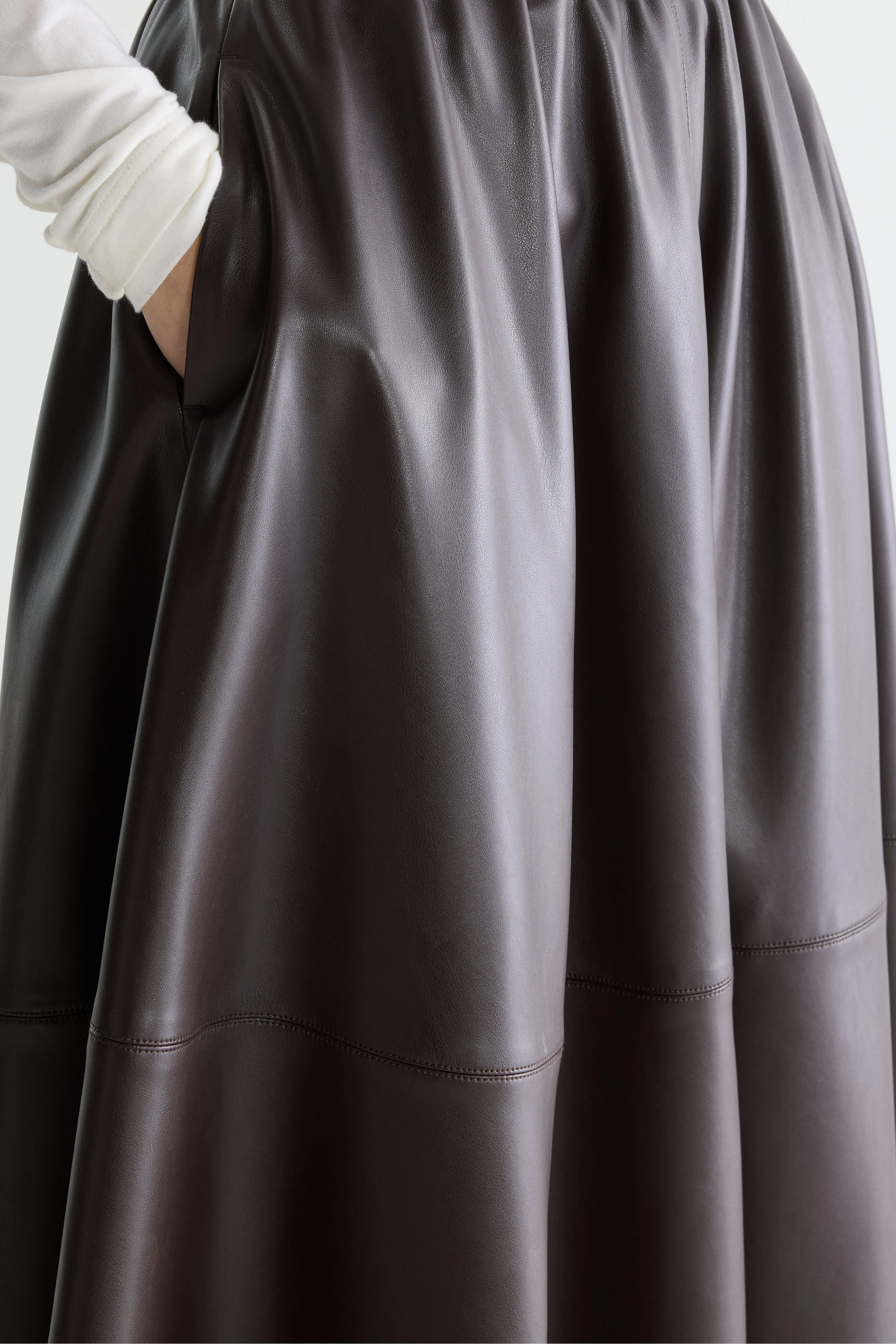 Bellerose Hezra faux-leather long skirt (261 / W / DARK ROAST)