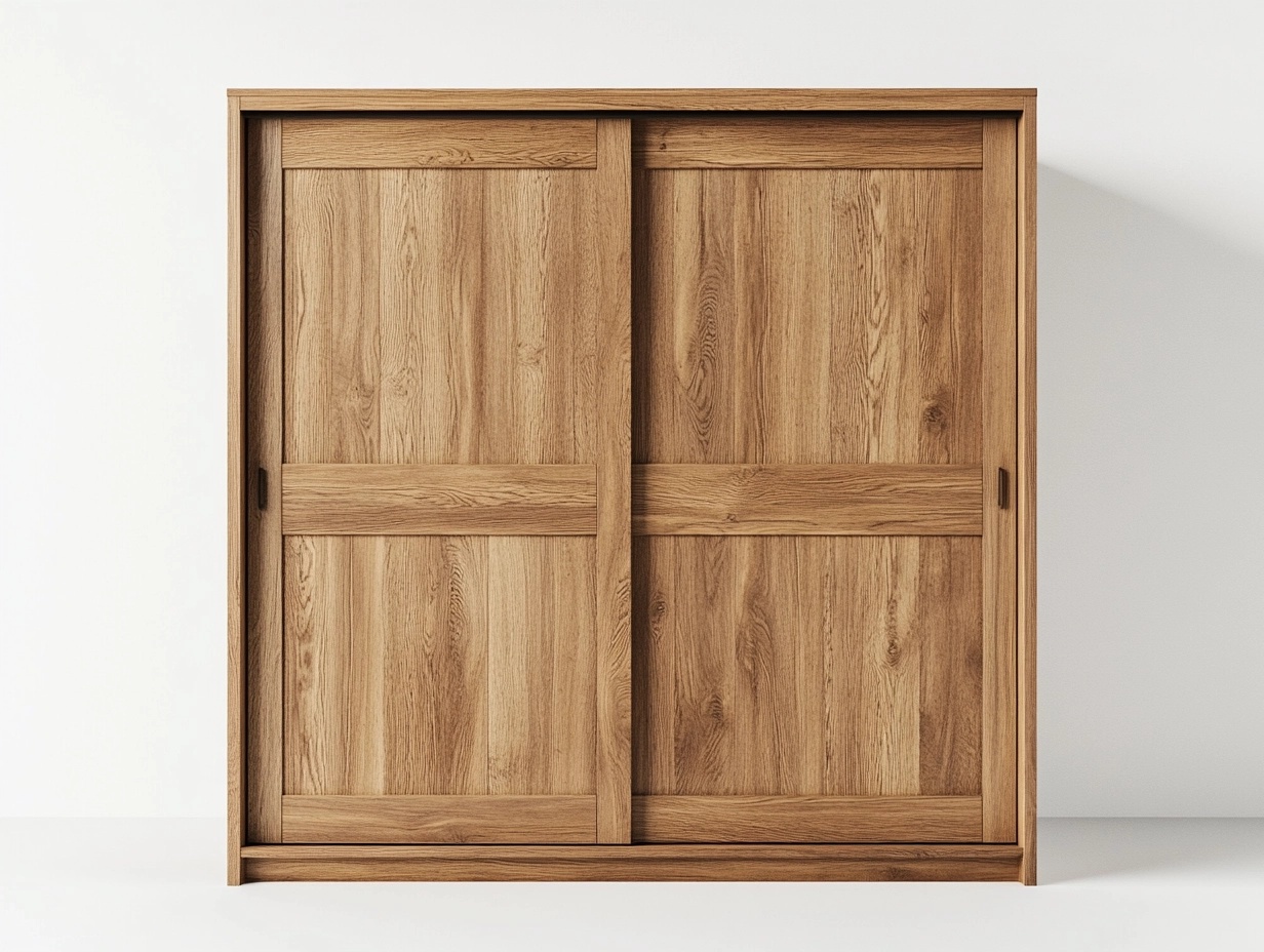 Armario de madera roble con puertas correderas estilo moderno para dormitorio 200x180x60 cm QP1315185