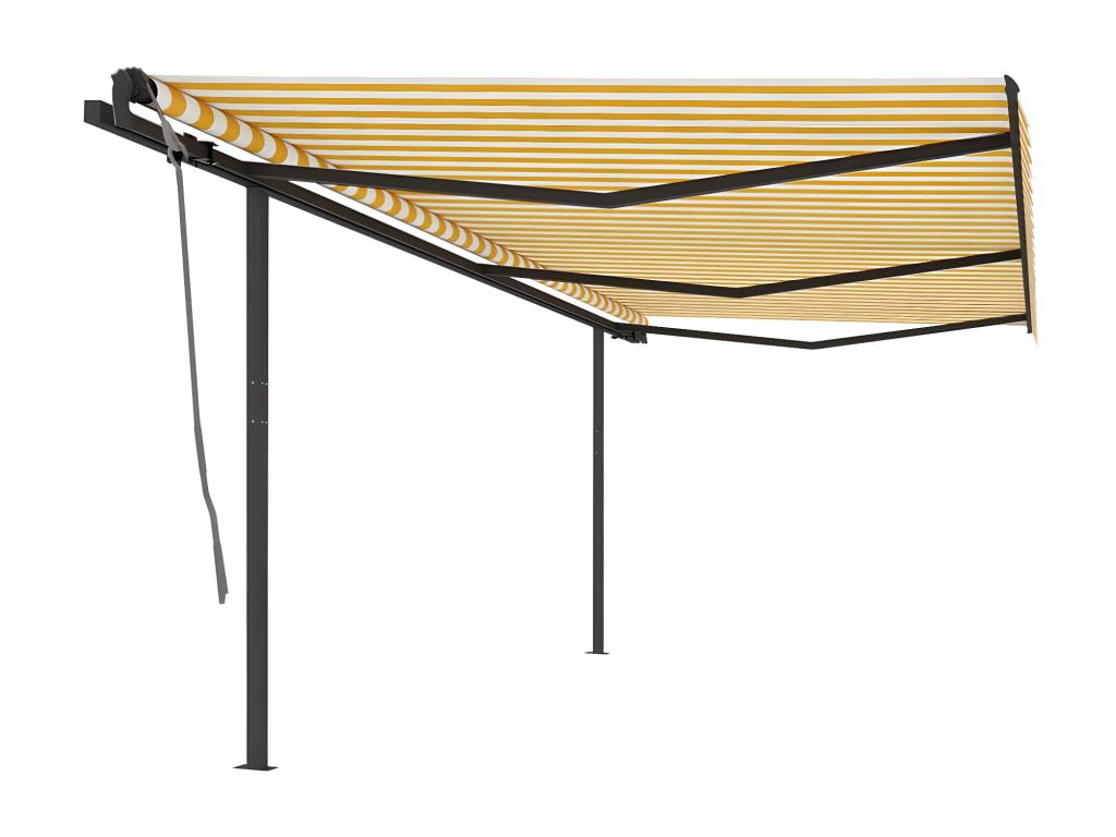 Toldo retráctil automático con varillas 6x3m Amarillo y blanco