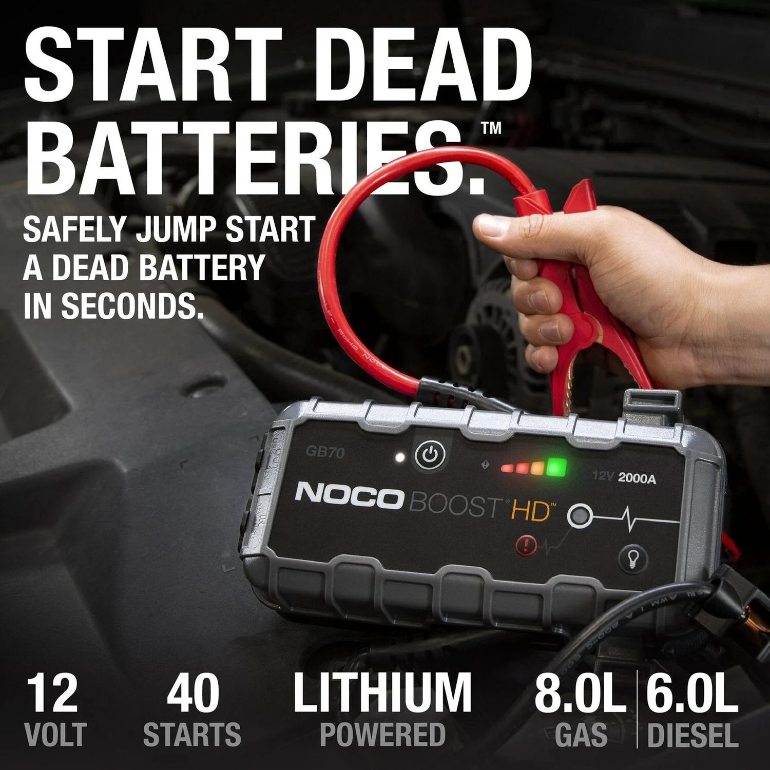 NOCO Boost HD 2000A 12V UltraSafe Portable Lithium Jump Starter - GB70 - Image 2 NOCO Boost HD 2000A 12V UltraSafe Portable Lithium Jump Starter - GB70 - Image 2