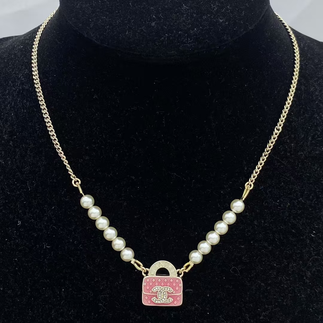 Chanel Bag Pendant Pearl Chain Necklace - Original Replica Club