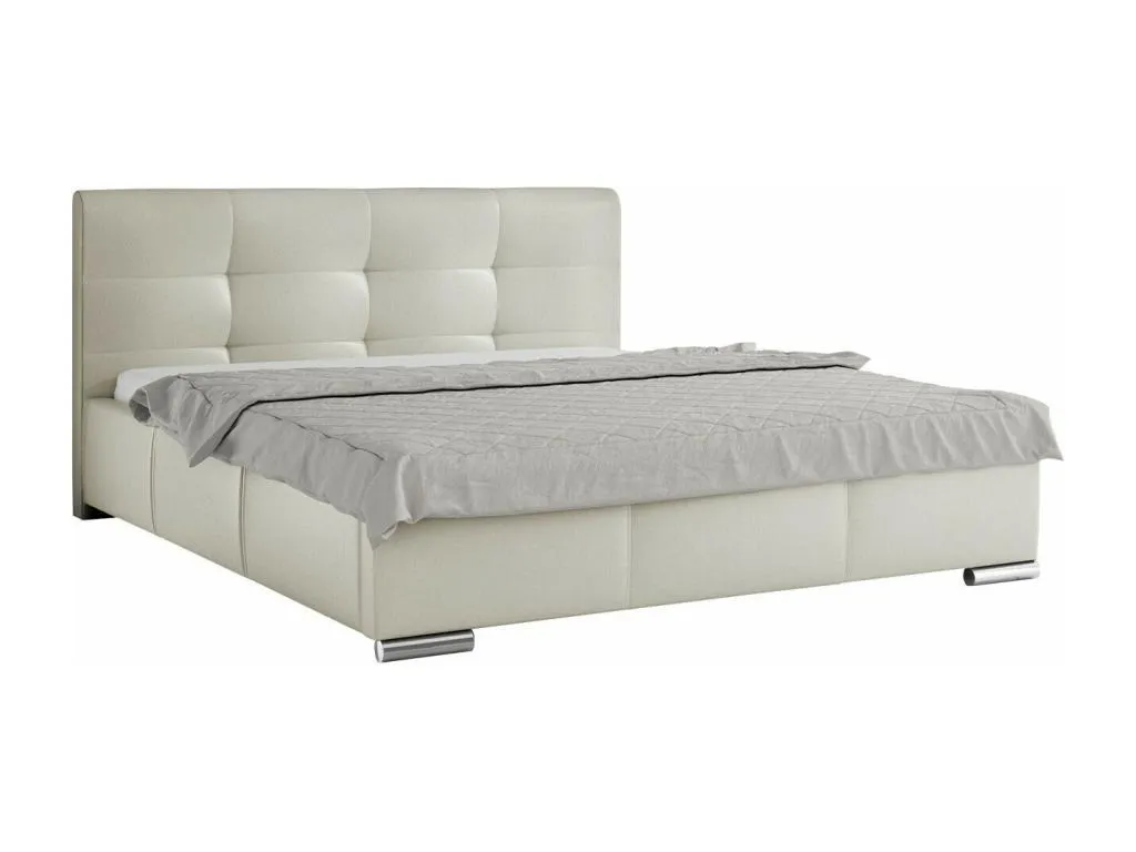 Cama Cosinor 108, doble, de color marrón claro, 140x200, cuero ecológico, somieres, kwj1703789