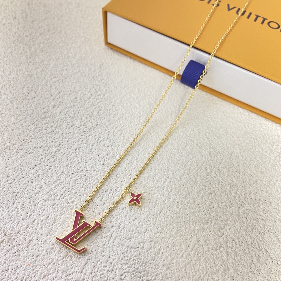 Louis Vuitton Color Enamel LV Pendant Necklace - Original Replica Club