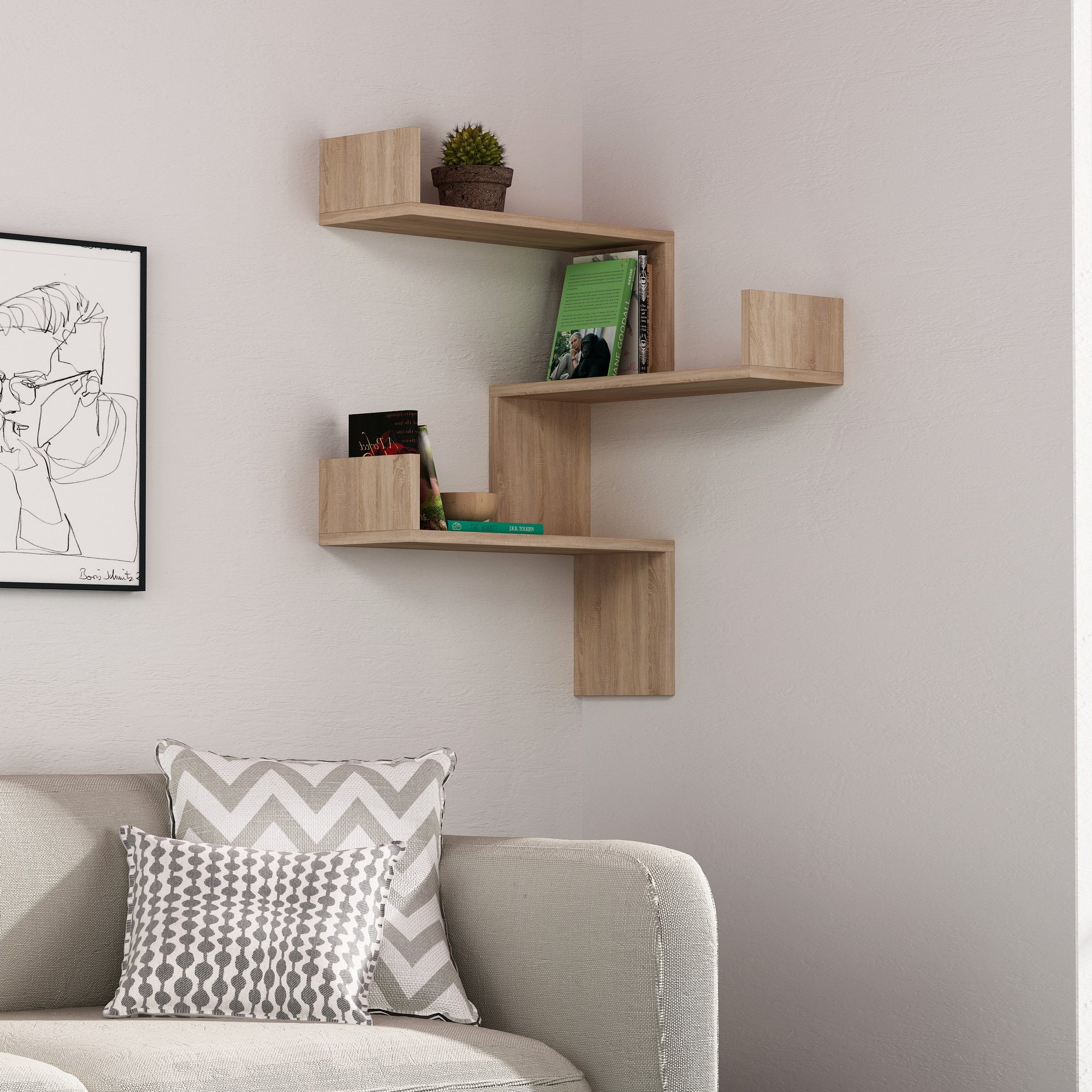 Asir   Wandplank   Eik - 90 x 60 x 60 cm