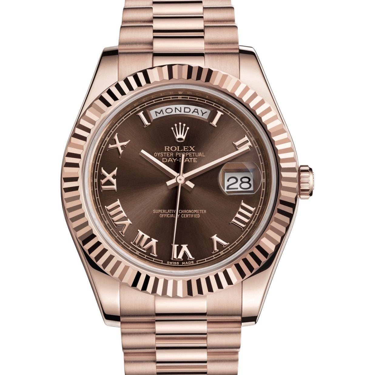 Replica Rolex Day-Date 40 Everose gold Chocolate Dial Watch m228235-0002