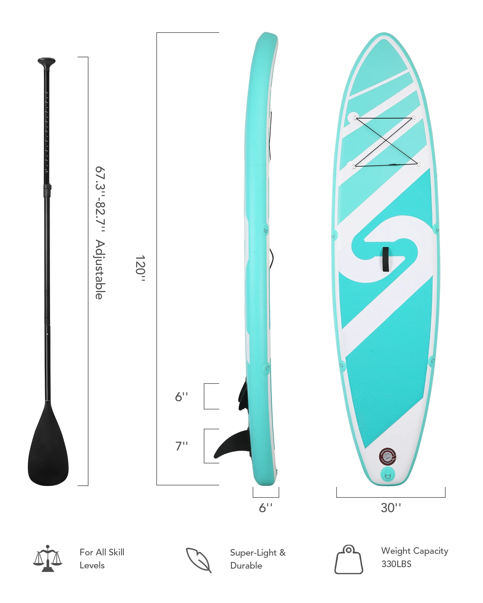 Naipo Inflatable Paddle Board 10FT Stand up Paddle Board 10' SUP 6 in.Thick Board Carry Bag & Fast Pumping Green - Image 6