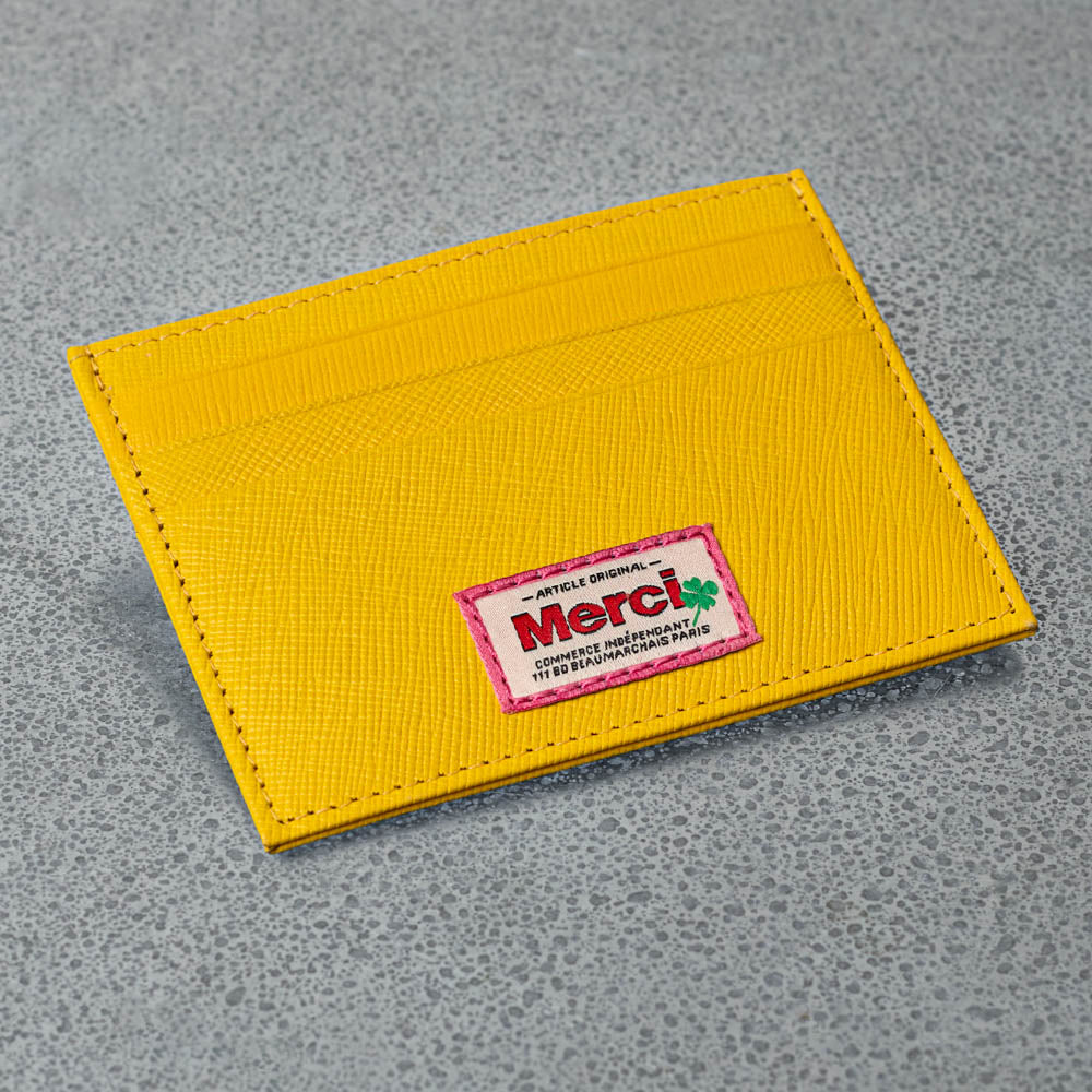 Merci - Porte Carte Plat - Jaune