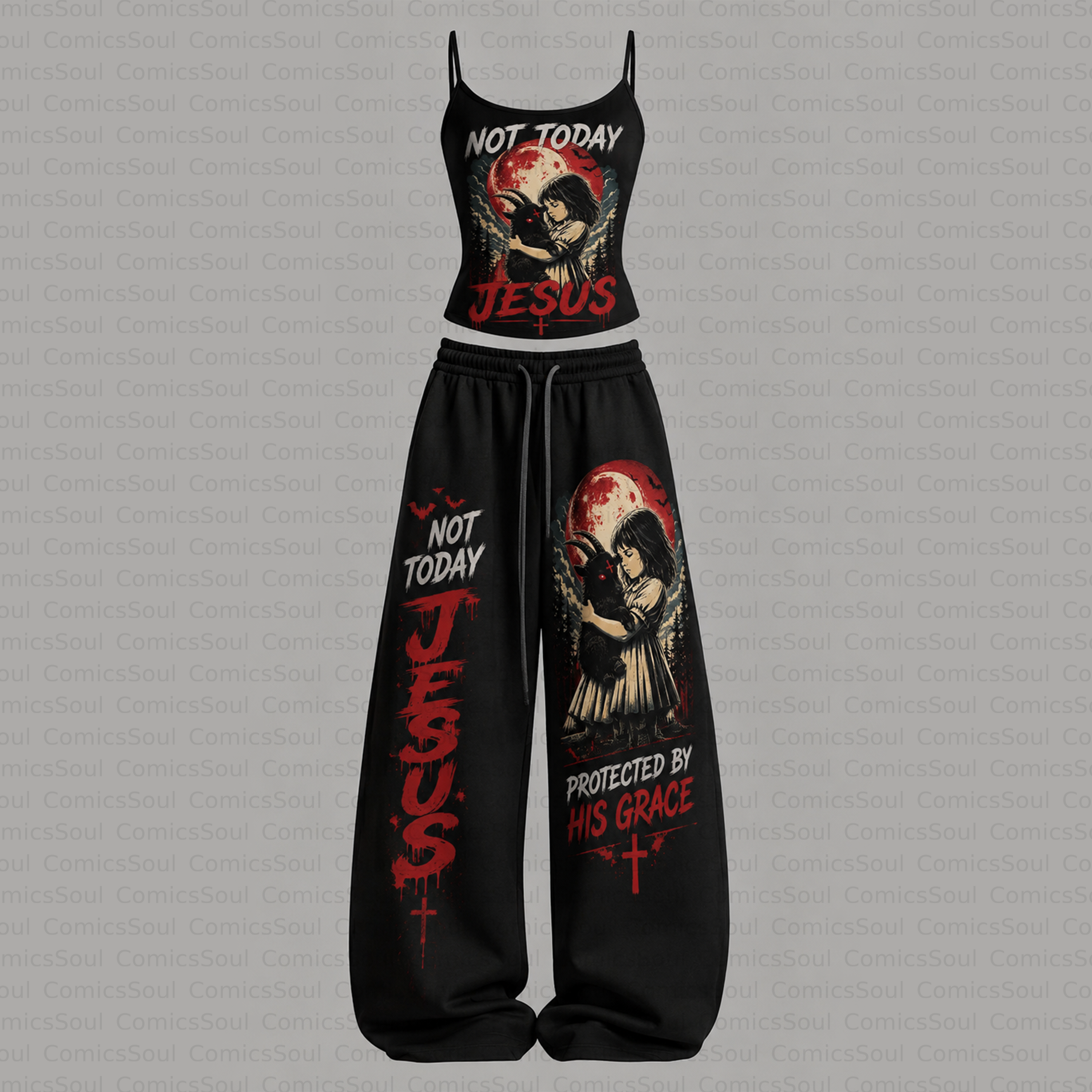 Jesus Series Top & Elasticated Trousers Two-Piece Set 3051028 TeeThreads Sustain the Scene with Custom Apparel