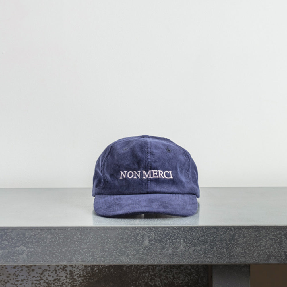 Casquette unisexe brodée Non Merci - Velours Marine
