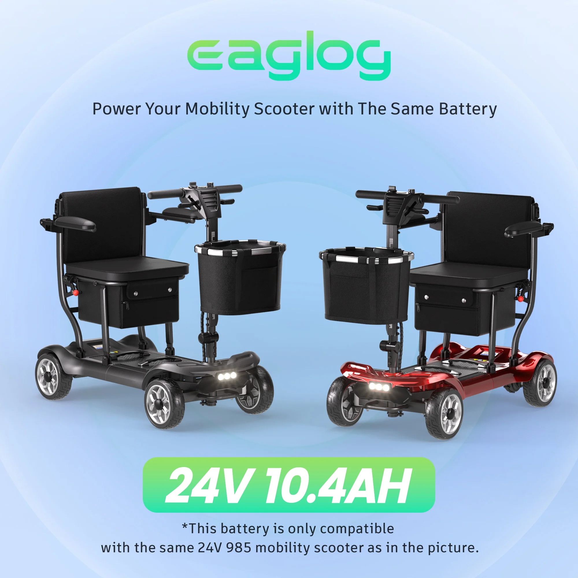 EAGLOG Light Weight 4 Wheels Mobility Scooter for Seniors, Electric Folding Wheelchair Device for Travel, Black - Image 24