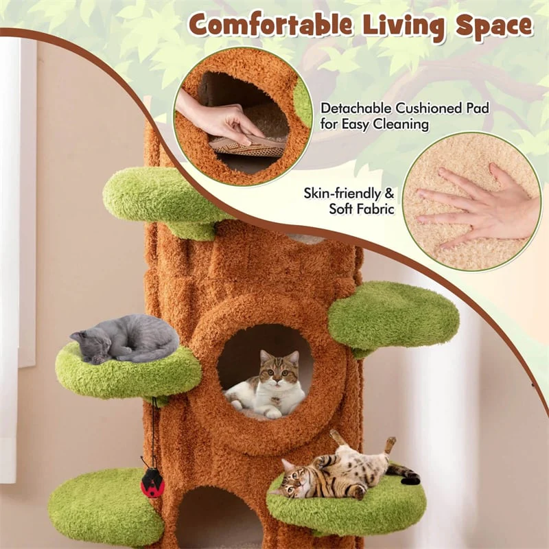 Eletriclife 90.5" Tall Multifunctional Cat Tree Tower with 5 Private Condos for Indoor Cats