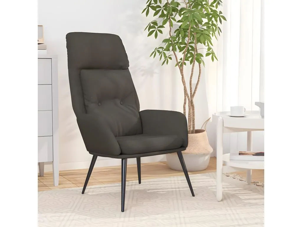 Sillón de relajación Gris oscuro Piel sintética