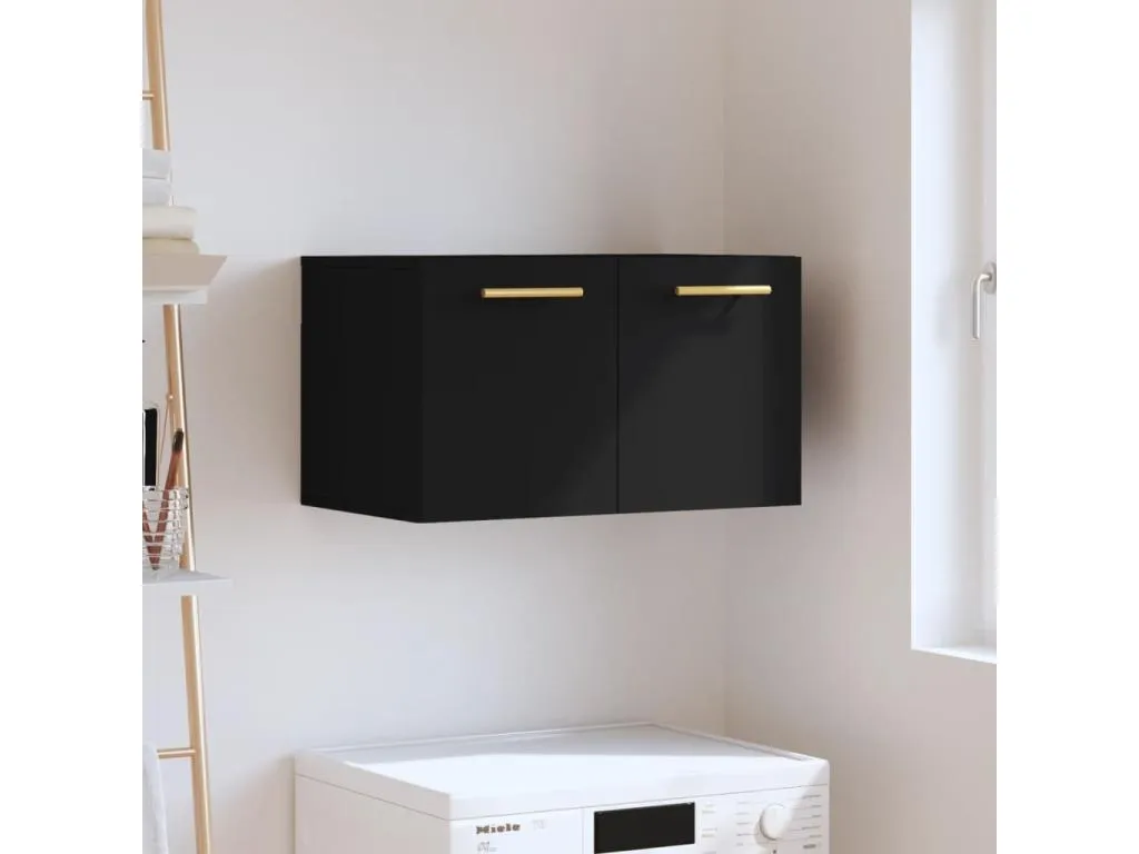 Armario de pared Kavehomedeco de ingeniería negro 60x36.5x35 cm 85026ZGJW