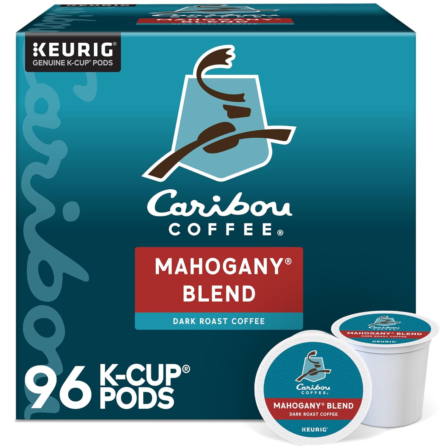Caribou Coffee Mahogany Keurig Single-Serve K-Cup Pods. Dark Roast Coffee. 96 Count (Pack of 4)