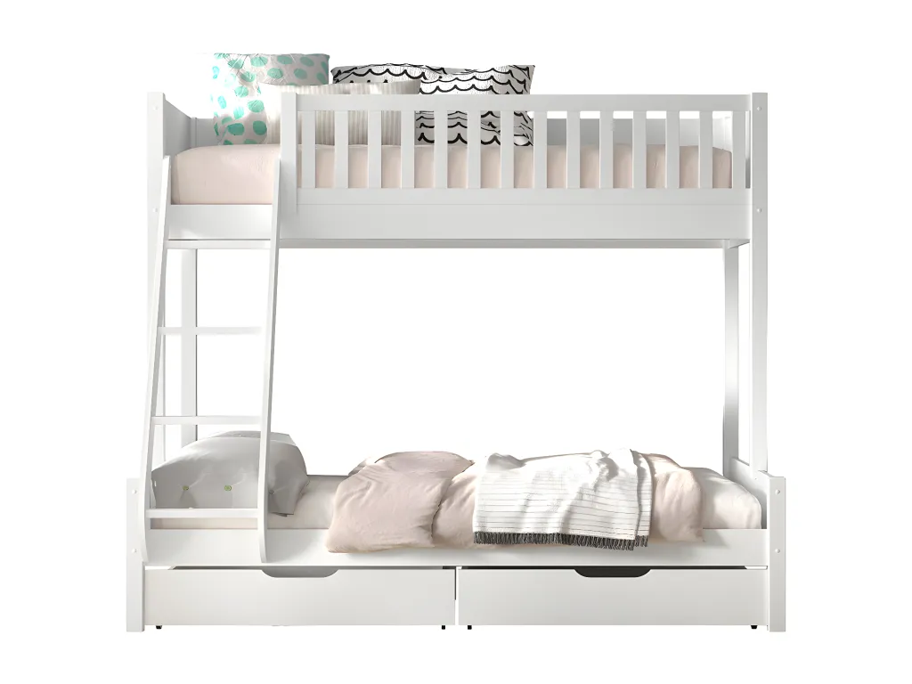Litera 90-140x200 con somieres y cajones Mueblestop Blanco 34985PZIZ