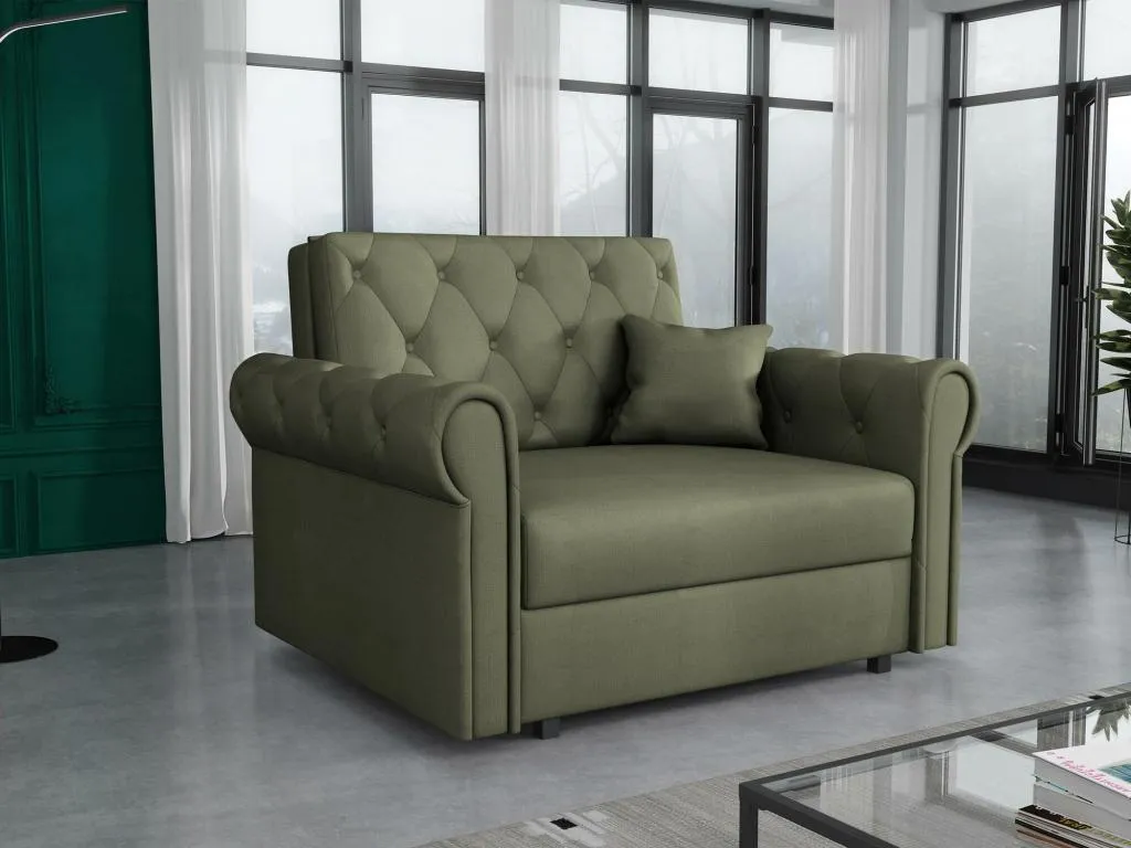 Sillón Quietena - Verde - 85x116x98cm - Tapiz - Patas Metal