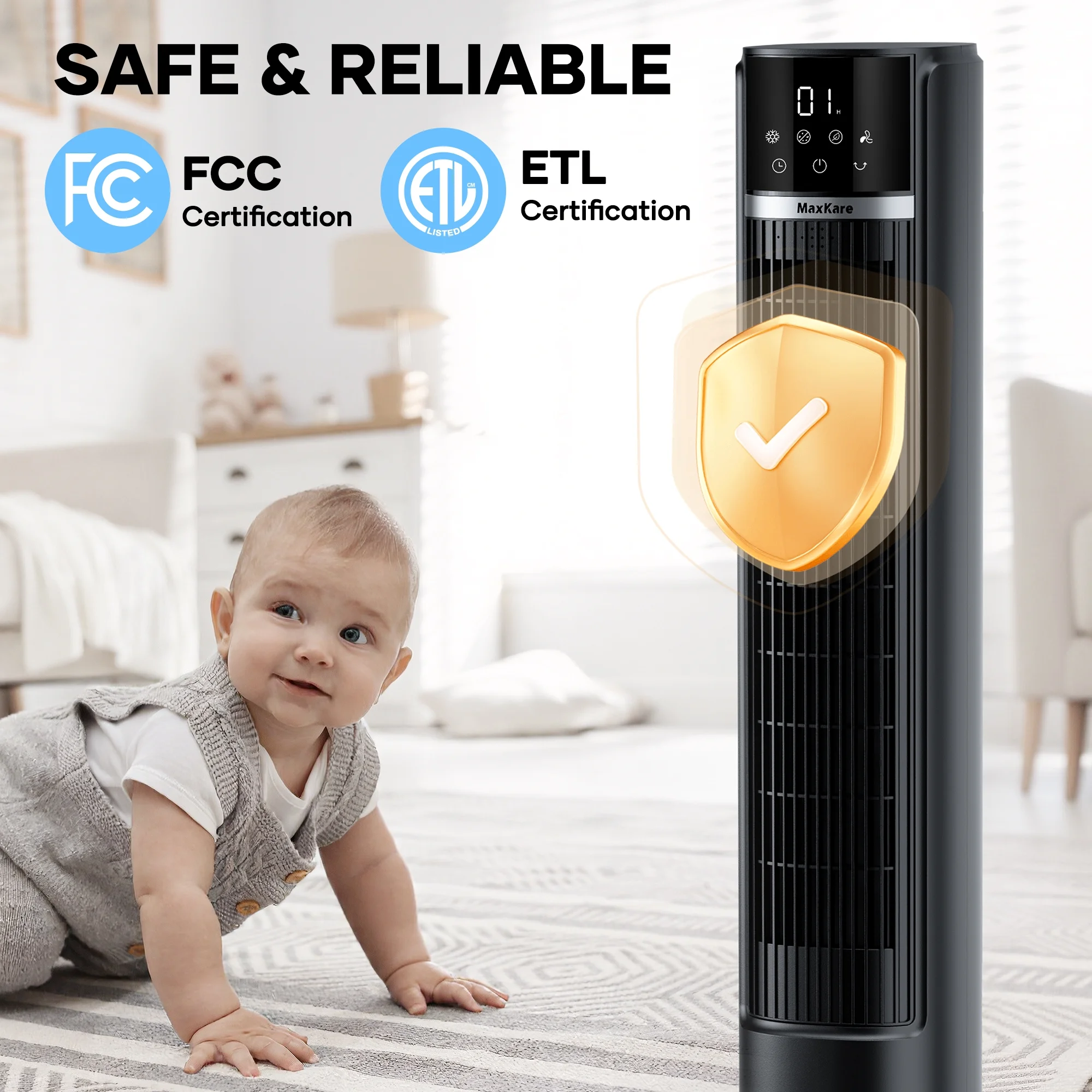 MaxKare 3-in-1 Tower Fan, Air Cooler with FCC & ETL, Humidifier for Office & Bedroom, 40'' High, White - Image 11