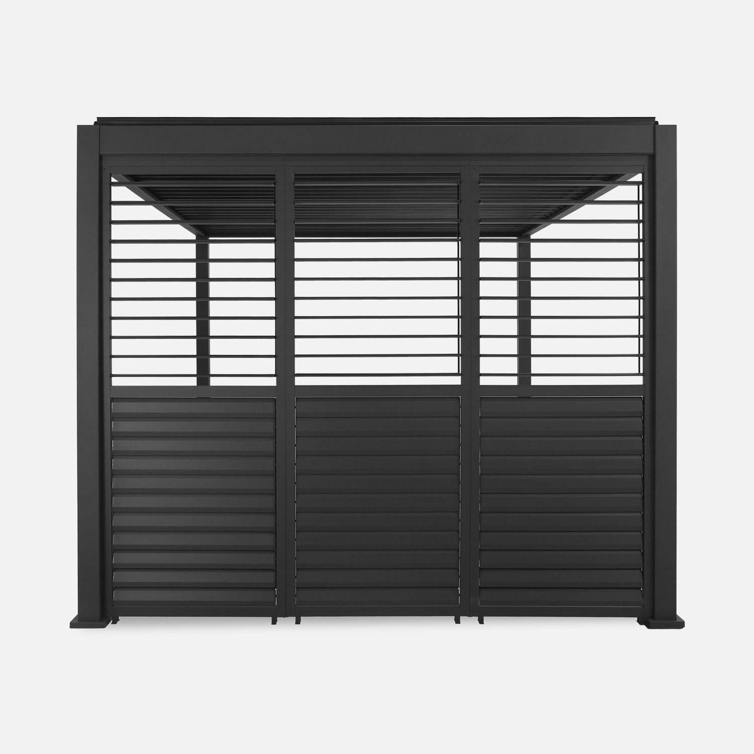 Triomphe 3x4m + accesorios - Pérgola bioclimática de aluminio 3x4m + 3 persianas 1m lamas orientables