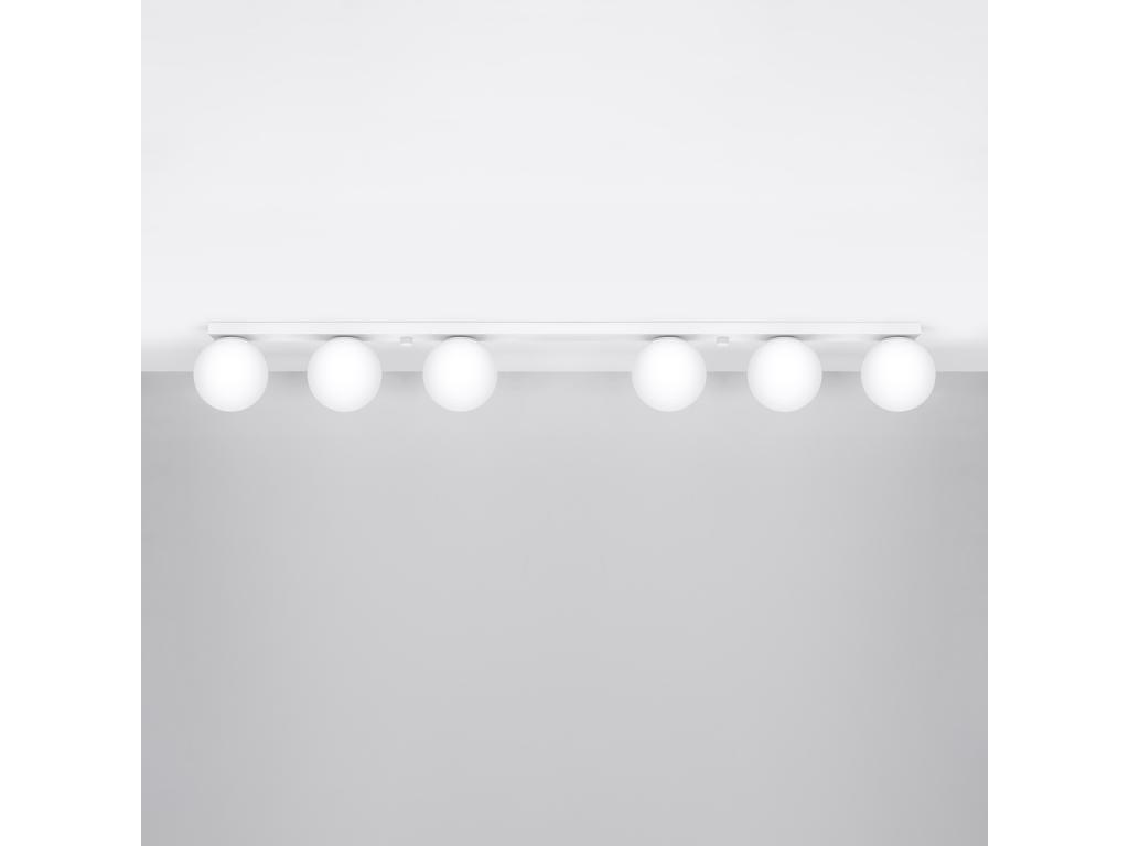 Lámparas de techo Yoli moderno de acero/vidrio - 6 fuentes luminosas - L.120 x A.14,5 cm - blanco