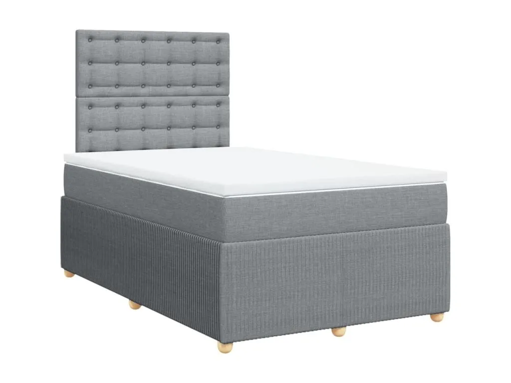 Cama box spring con colchón tela gris claro 120x200 cm brk3520599