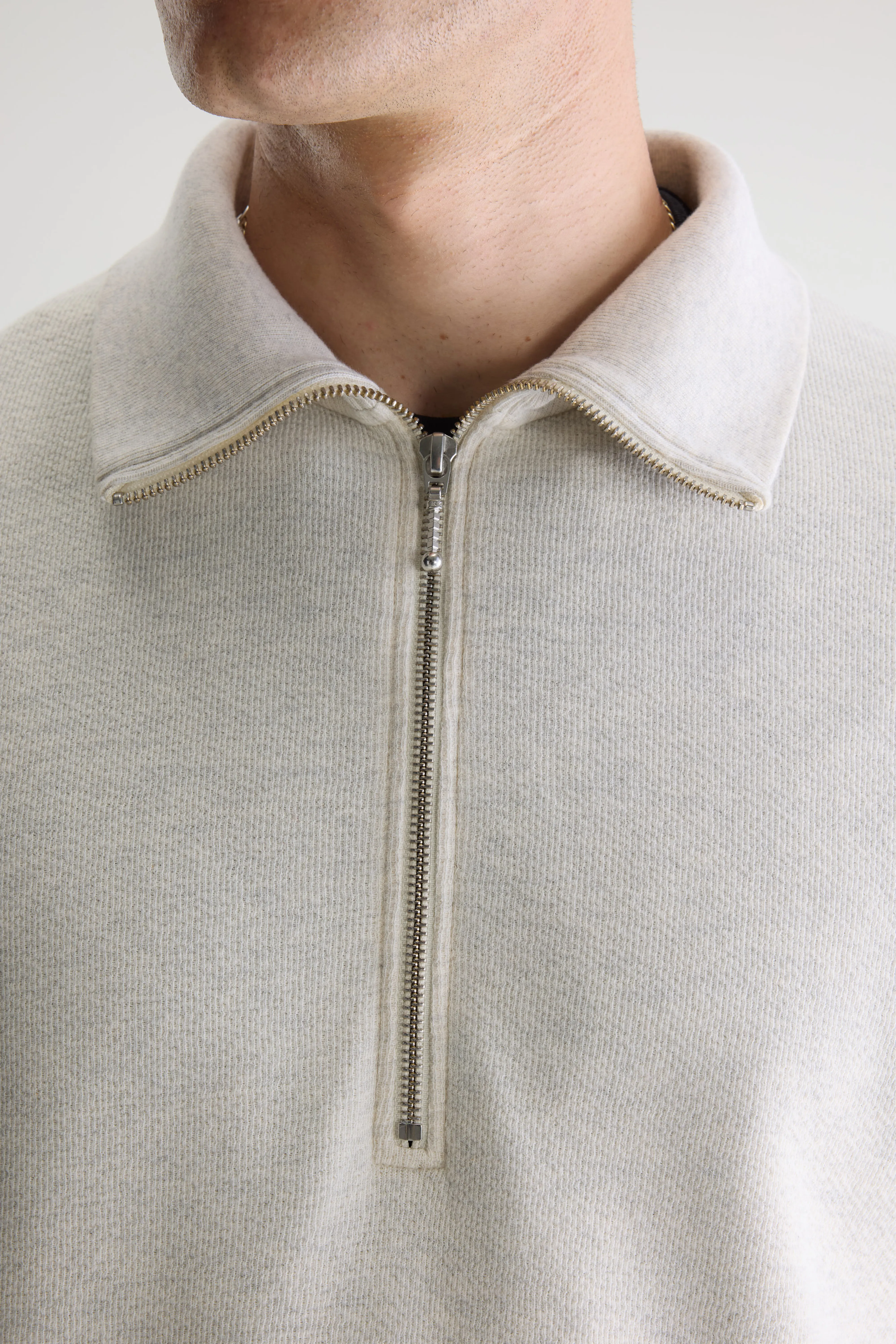 Bellerose Spence zipped-collar t-shirt (261 / M / OYSTER)