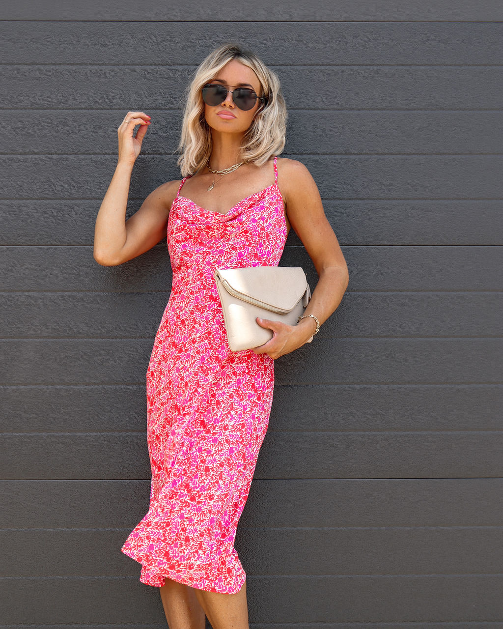 Ruby Floral Satin Slip Midi Dress - Se7enfashion