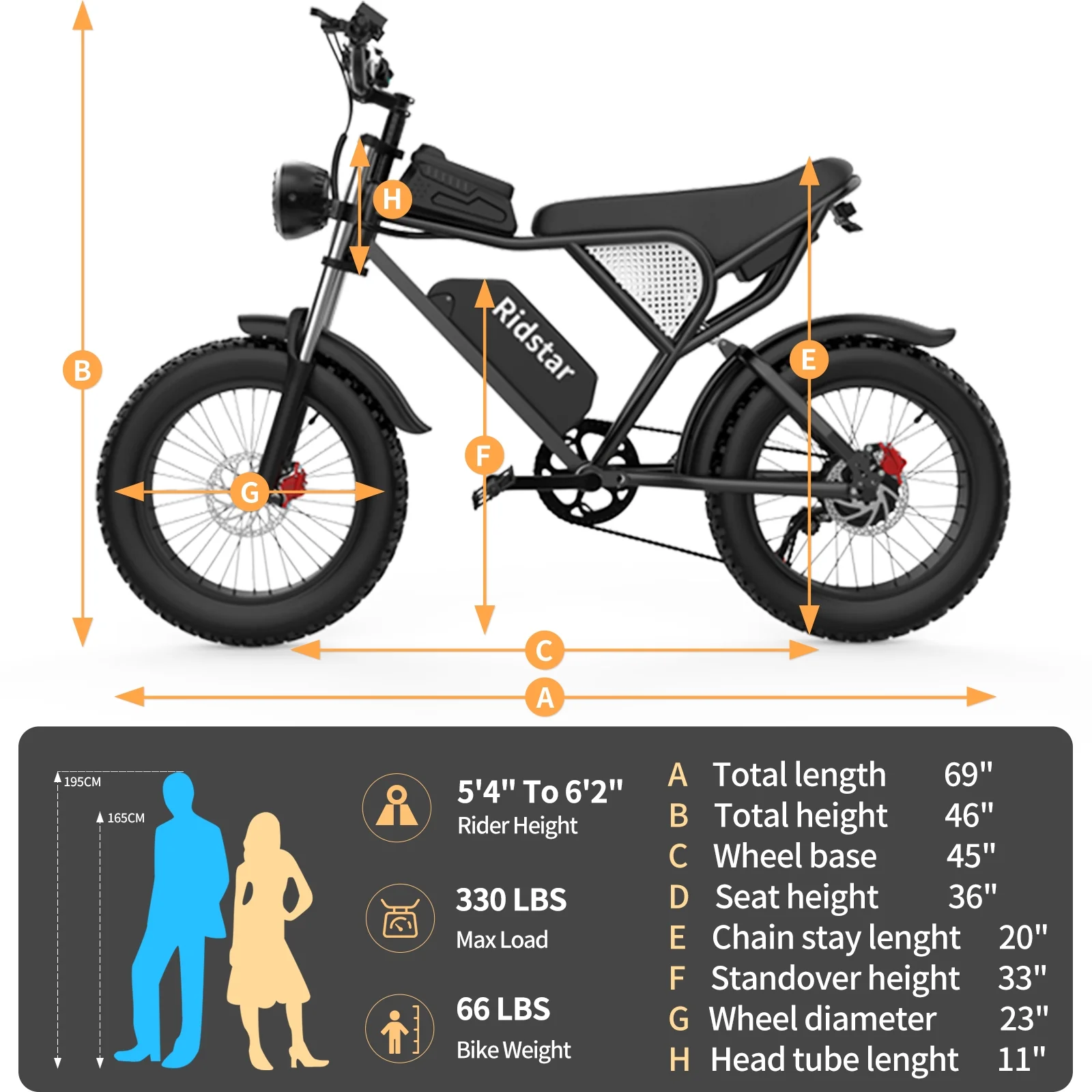 Ridstar 1500W Electric Bike for Adults,33MPH 48V 20Ah Electric Bicycle ,20" Fat Tire Full Suspension Mountain Bike UL2849 - Image 6