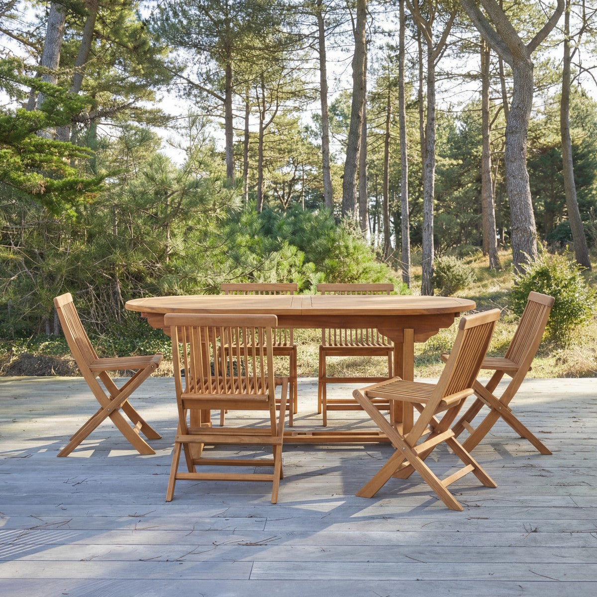 Tikamoon - Capri - Massief acaciahouten tuinset 6 stoelen