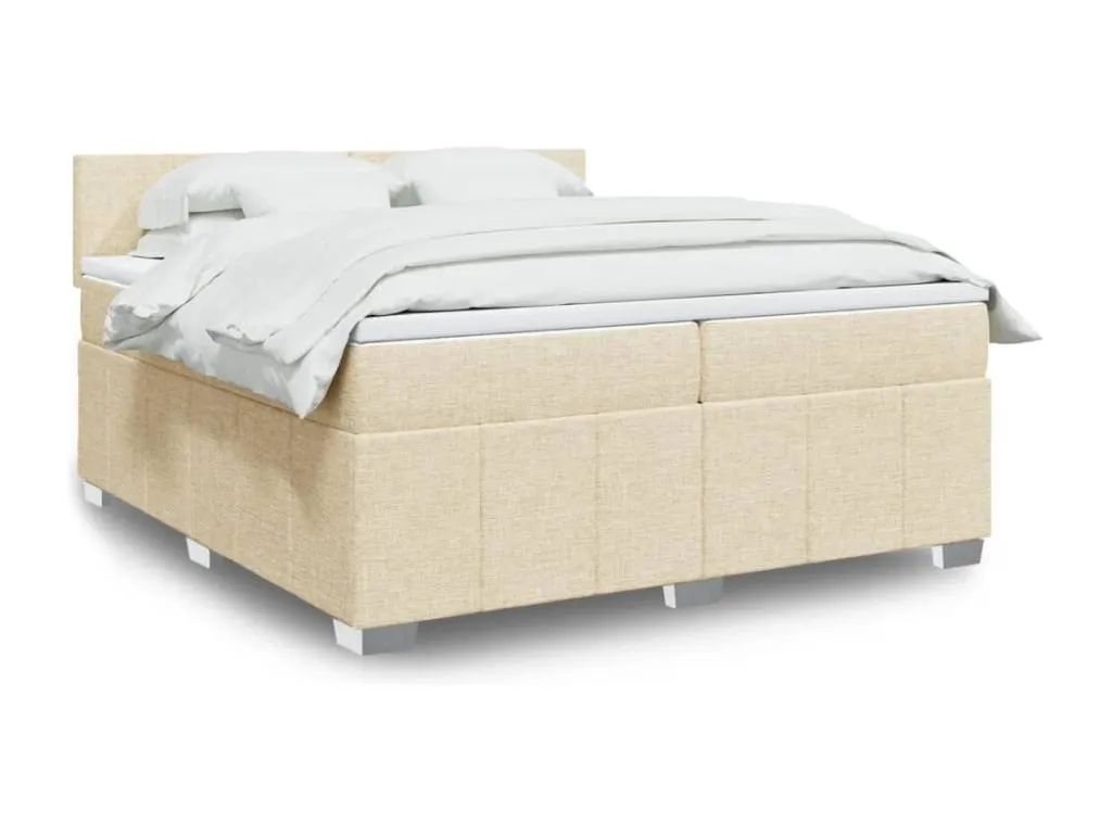 Cama box spring con colchón tela color crema 200x200 cm zrw3520690