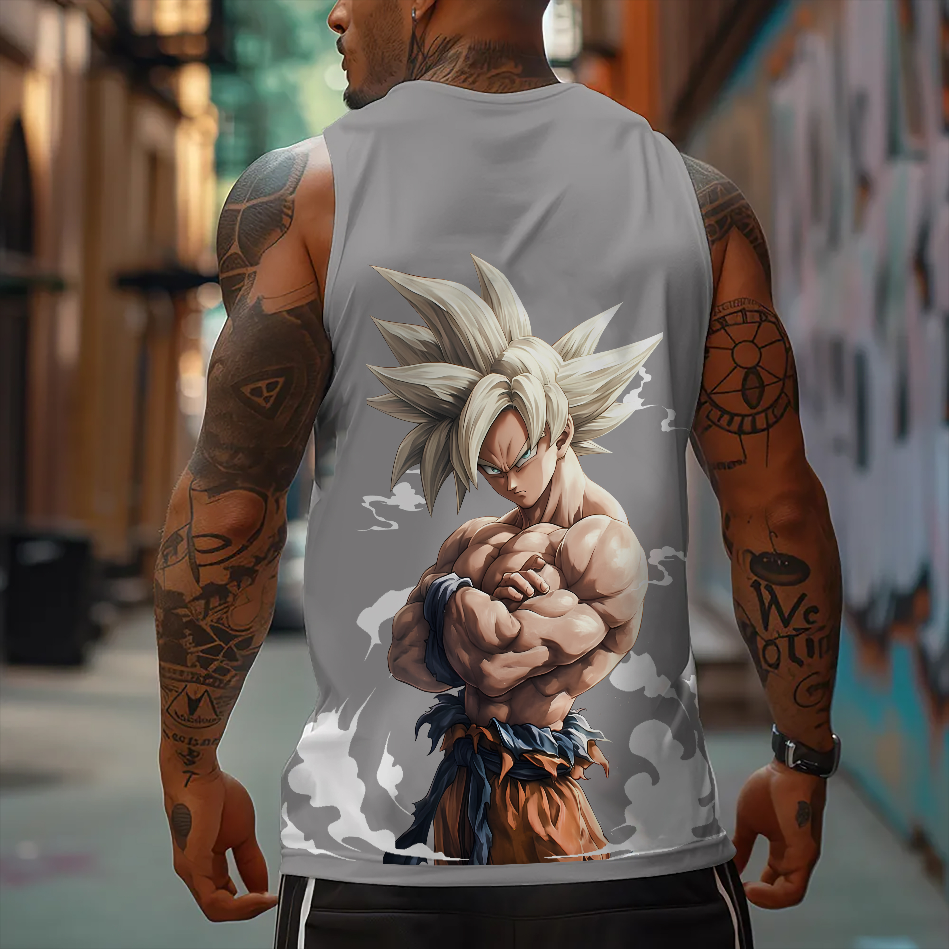 Oversized Anime Print Gym Tank Top丨Comicssoul