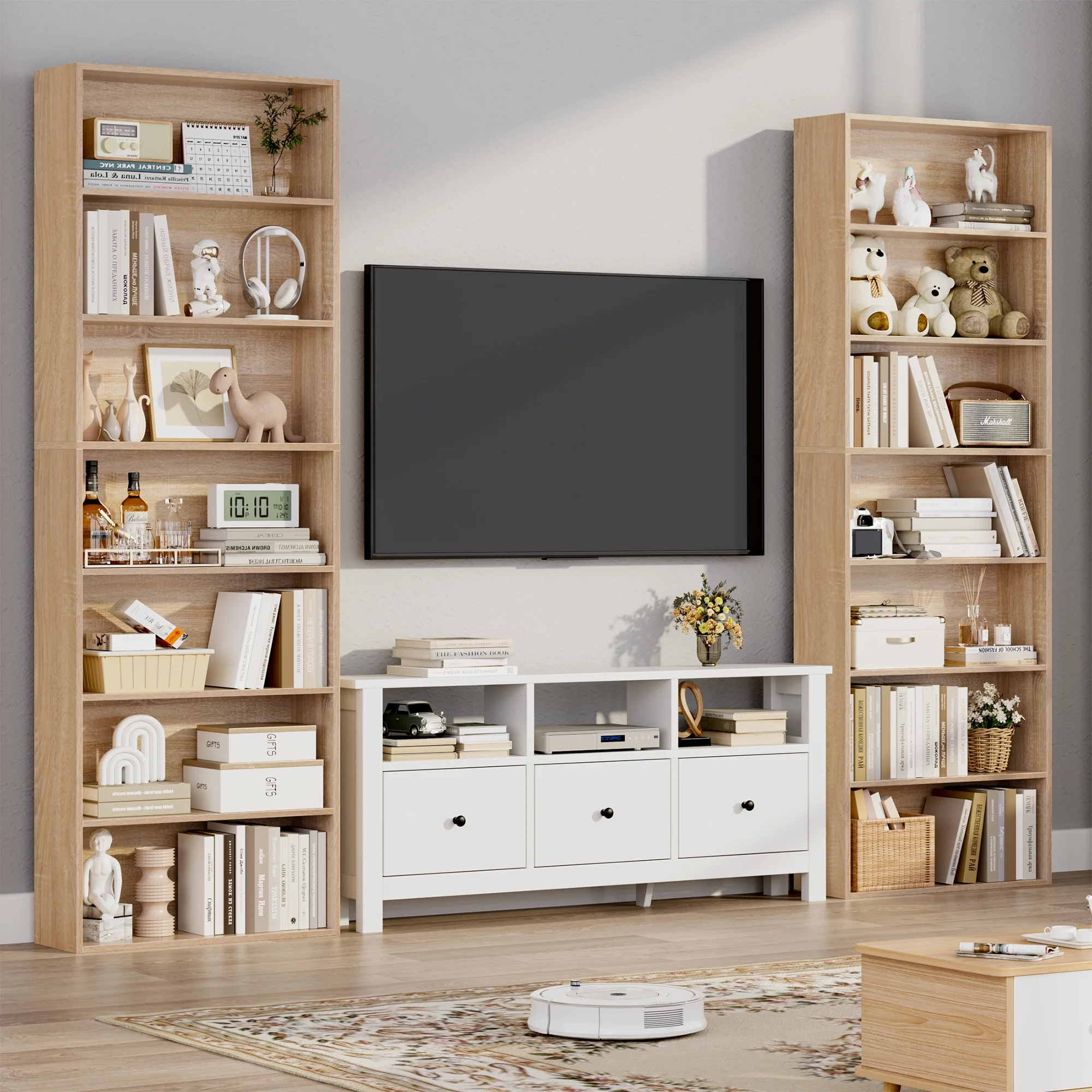 Homfa 82" Tall Bookcases, Freestanding Display Storage Shelves, 7-Tier Open Bookshelf for Home Office Living Room Bedroom, White - Image 15