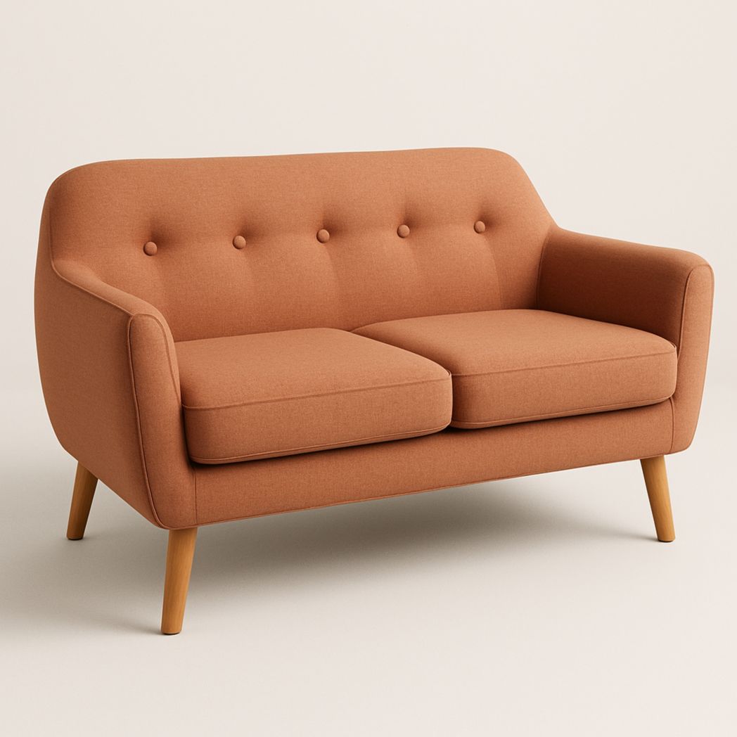 Sofá de Tela Anaranjado con Patas de Madera para 2 Personas 150x80x85 cm