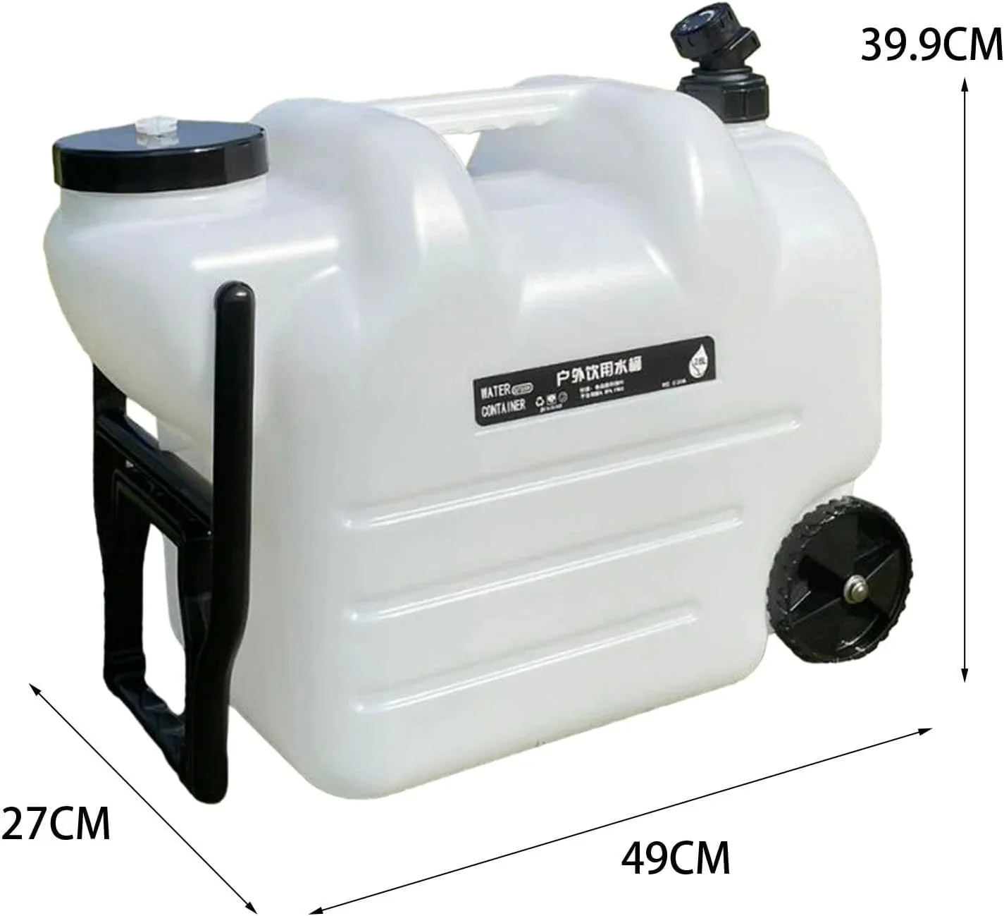 Wheeled Water Storage Container With Handle And Faucet, 28L PE, 49cmx27cmx39.9cm - Image 7 Wheeled Water Storage Container With Handle And Faucet, 28L PE, 49cmx27cmx39.9cm - Image 7