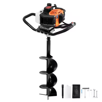 KFFKFF Gas Earth Auger, 52CC 1450W, Includes 8 Drill Bit & Extension Rod, Ideal for Garden, Farmland Fence