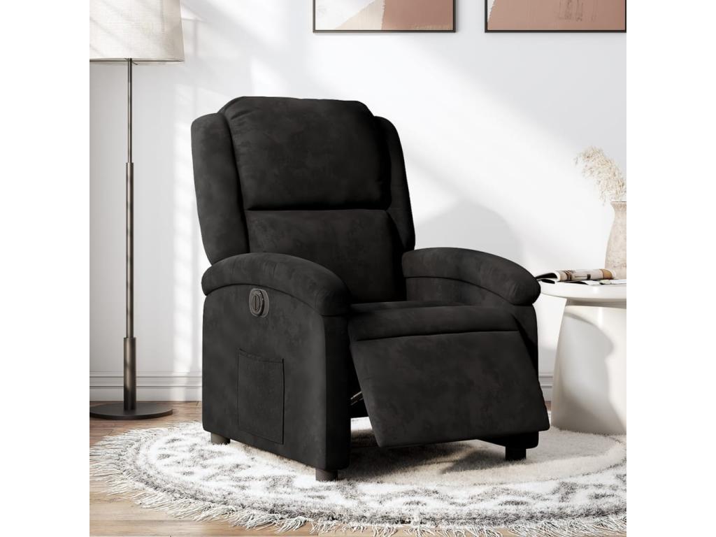 Sillón reclinable eléctrico de terciopelo negro