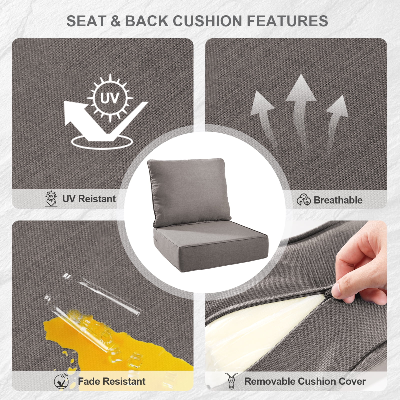 Bellefurn Outdoor Deep Seat Cushion 24 X 24 X 6 inch for Patio Furniture,Outdoor Chair Cushions Waterproof & Fade Resistant Patio Furniture Cushions for Wicker Chair, Sofa, Couch - Image 75