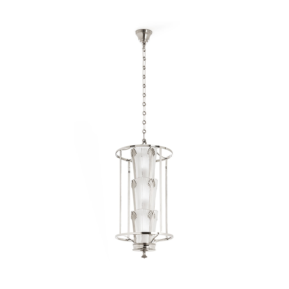LANTERNE GINKGO - CRISTAL INCOLORE, FINITION NICKEL BRILLANT ET SATINÉ