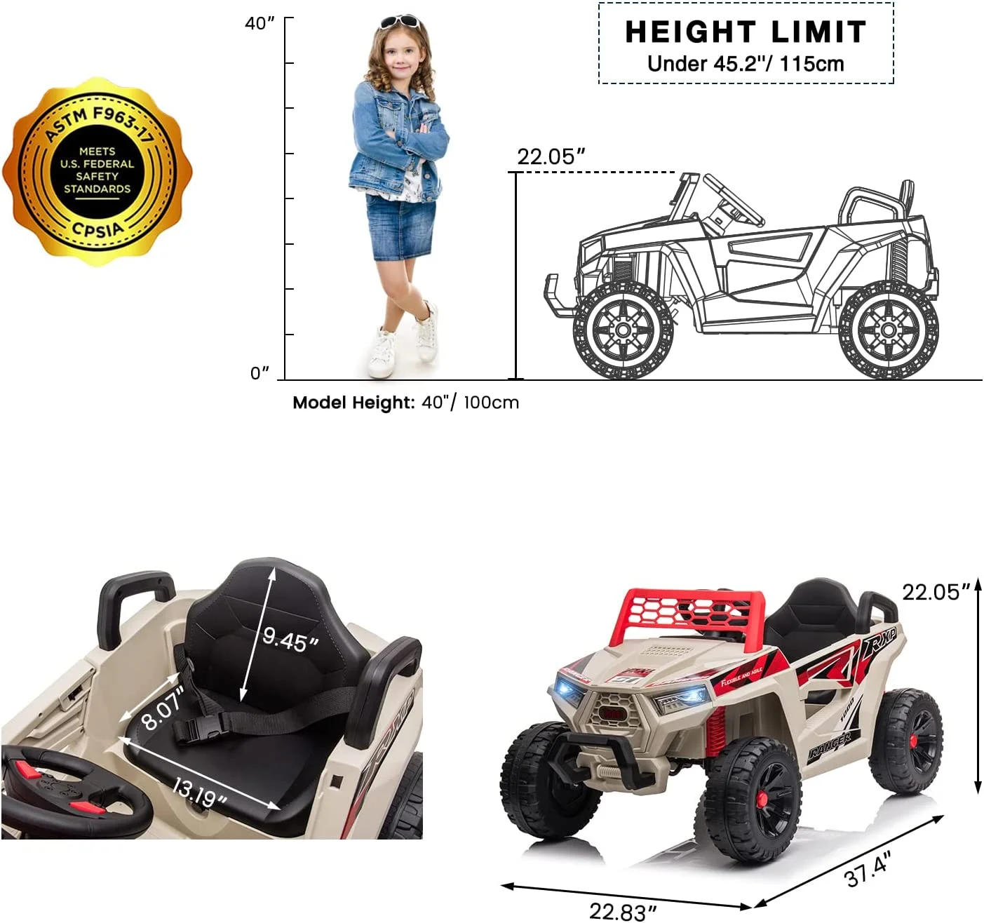 TOBBI 12V Kids Electric off-Road UTV Truck Car Battery Powered Ride on Toys for Girls with LED Headlights, Music, Horn - Image 38