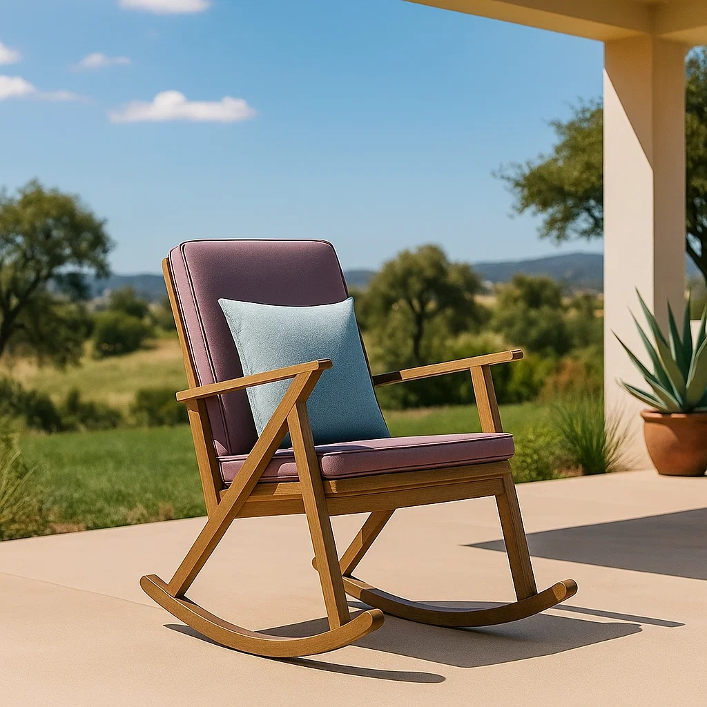 Mecedora de exterior,marrón,madera y textil,jardín,67x63x99 cm