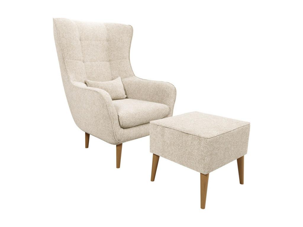 Sillón Homelyvo 206 - De color marrón claro - 106x80x95cm - Tapiz - Patas Madera