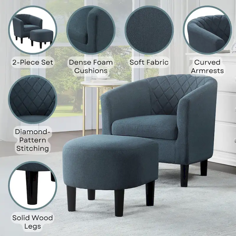 Convenience Concepts Roosevelt Accent Chair with Ottoman - Stylish Seating Solution