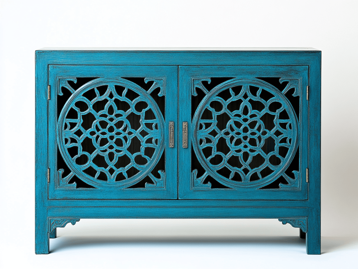 Armario de madera azul decorativa para salón moderno 90x40x80cm