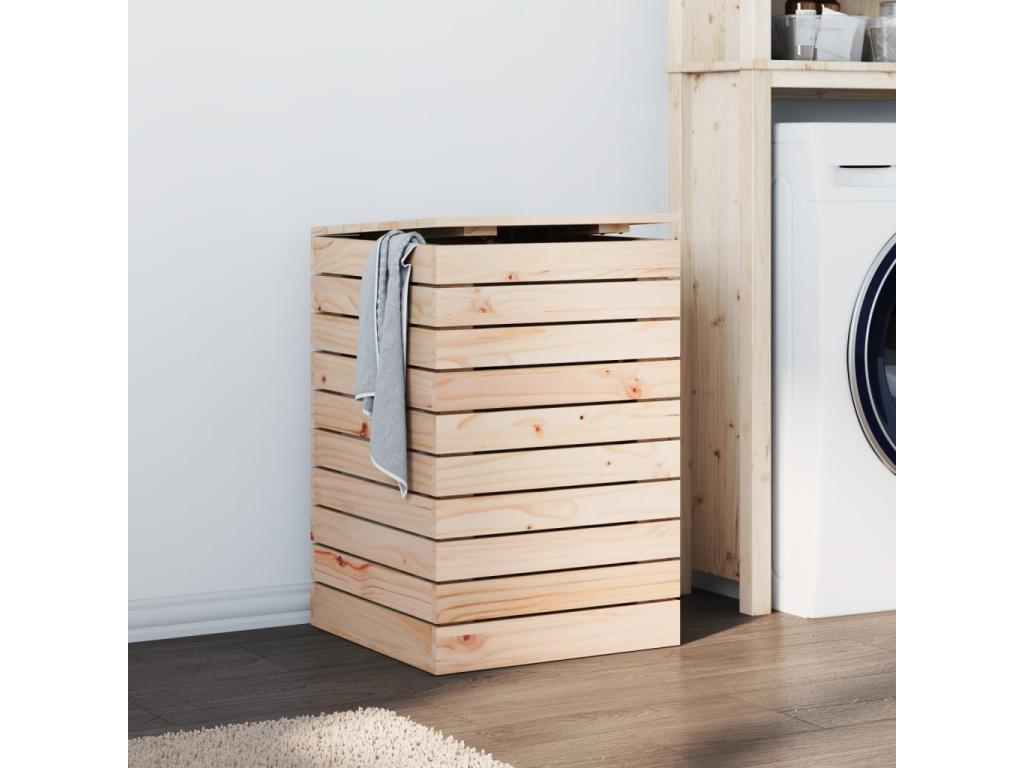 Laocacasas Cesto para la ropa sucia madera maciza de pino 44x44x66 cm Marrón