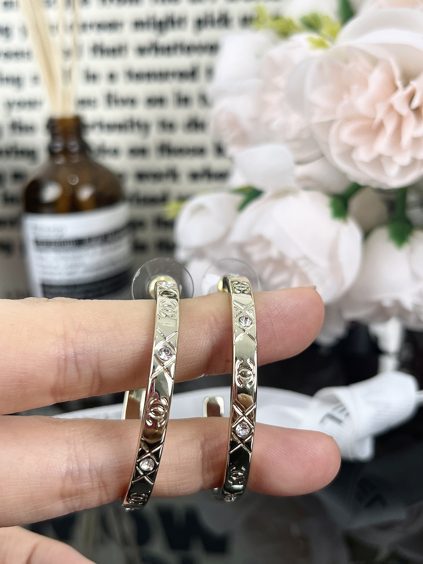 Chanel Light Gold Large Hoop CC Earrings - Original Replica Club
