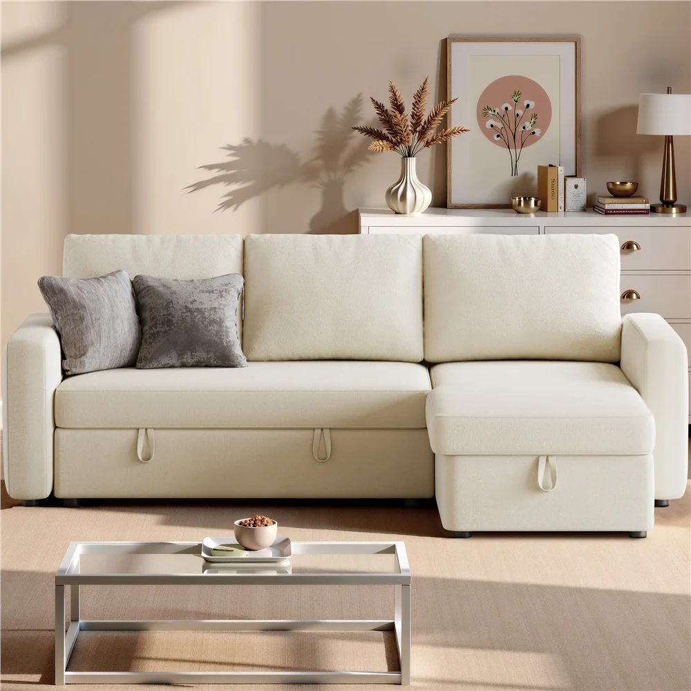 Alden Design Reversible Sectional Sofa with USB & Type-C Ports for Livingroom, Light Gray - Image 39