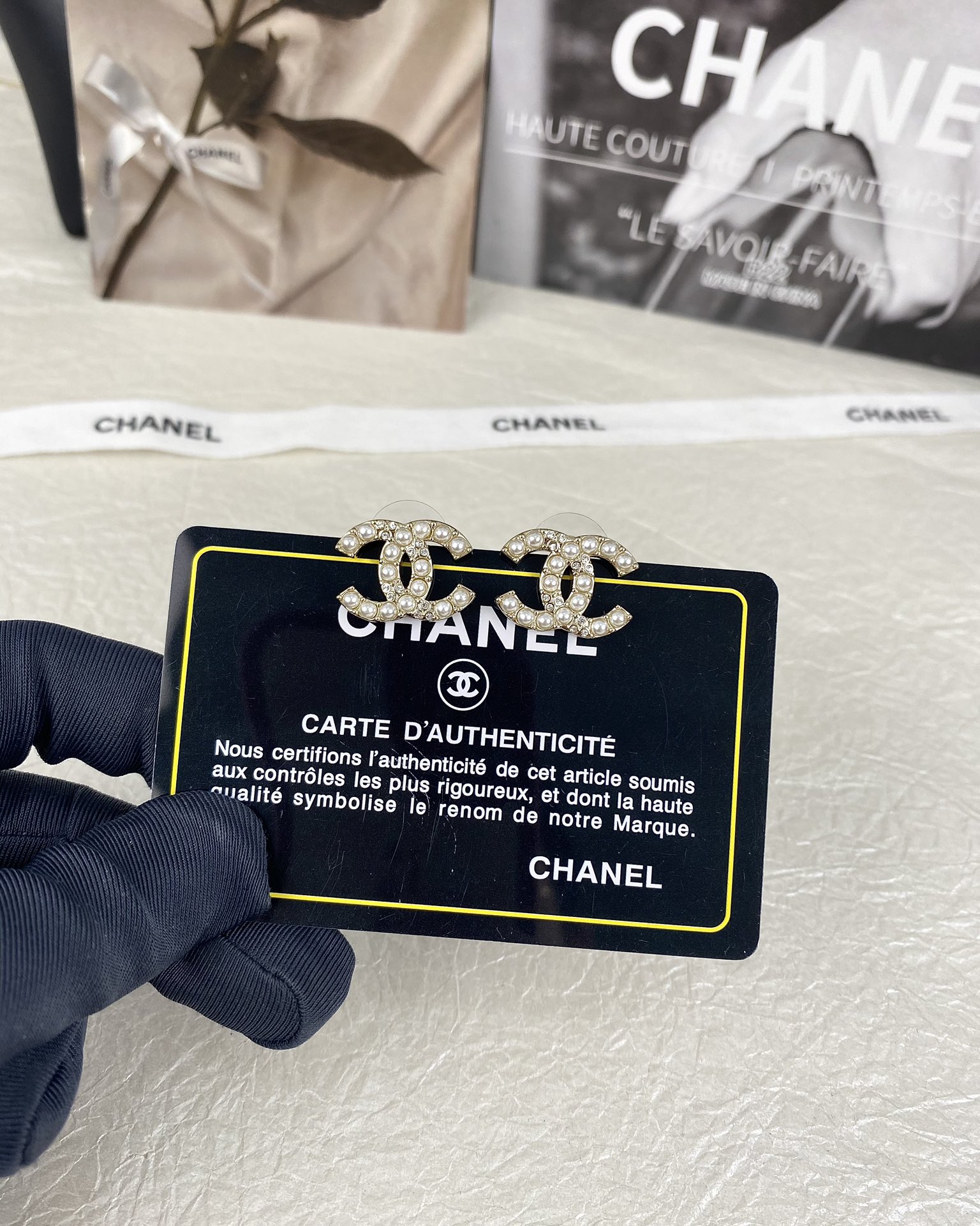 Chanel Pearl and Diamond Paved CC Earrings - Original Replica Club