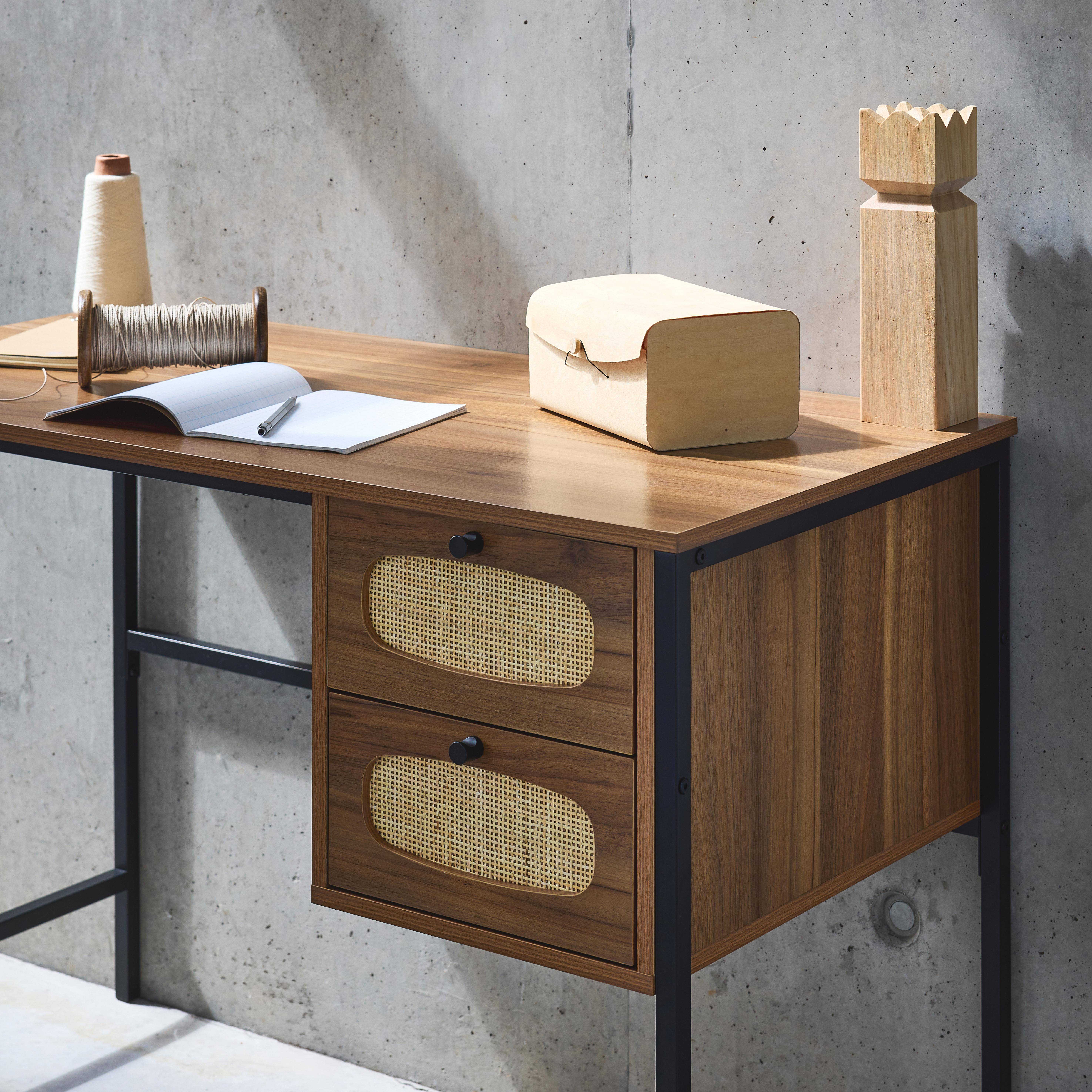 Retro - Escritorio de madera y caña