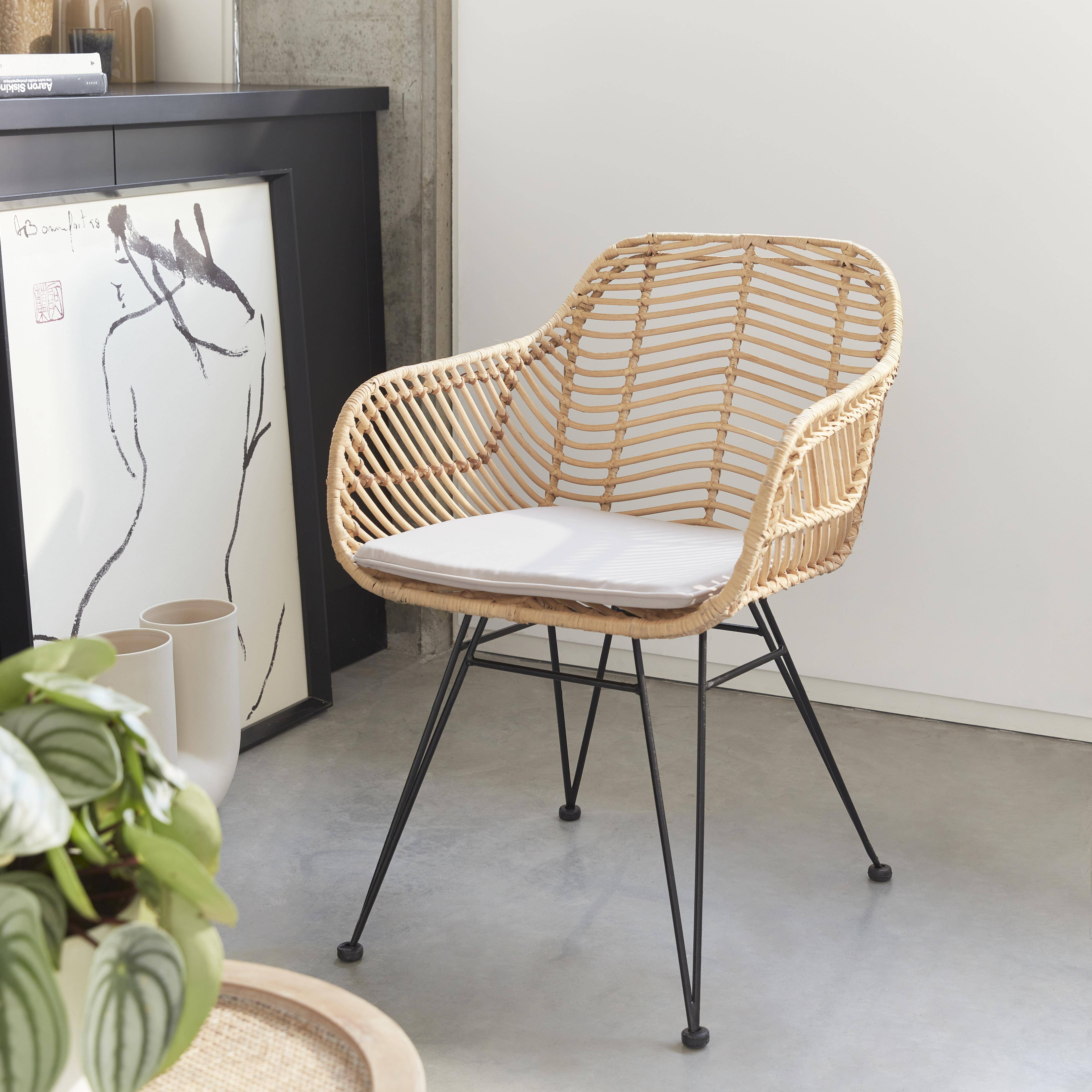 Cahya - Sillón de ratán natural y metal