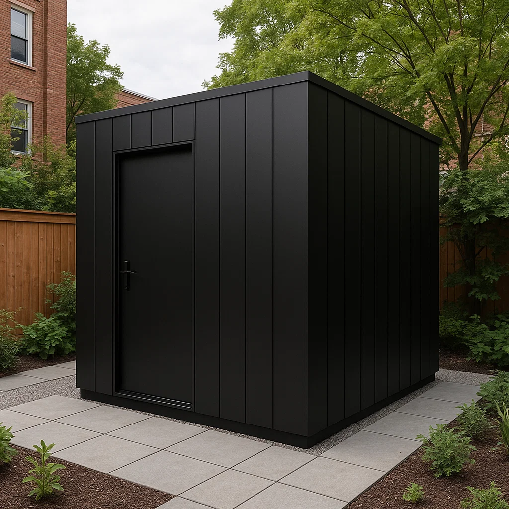 Caseta de jardín metálico negro acero para exteriores, 210x180x225 cm RDgUMYE194NP
