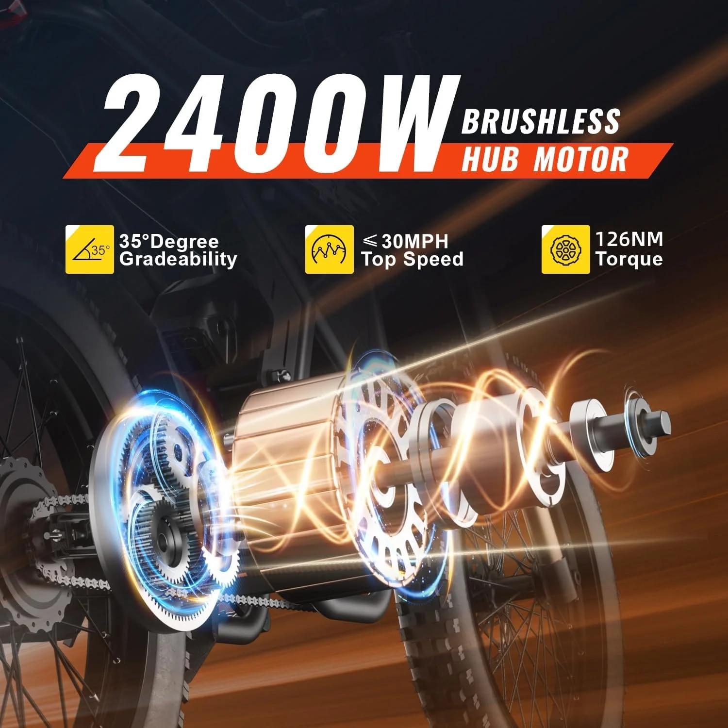 Ridingtimes GT73 Electric Dirt Bike for Adults 2400W 48V 37MPH 36.4AH Dual Battery 85 Miles Range 25" Tires UL2849 Certified - Image 4